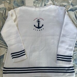 Ralph Lauren Women’s White Sweater with Navy Anchor